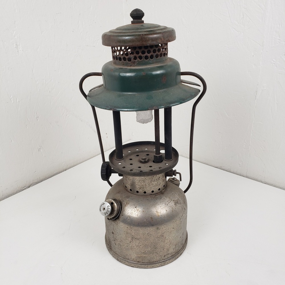 Vintage Coleman 242B Lantern Green Nickel Dated 7 8 July 1938 No Globe